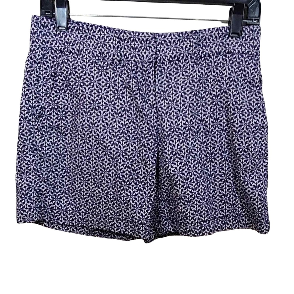 Ann Taylor LOFT Purple White Geometric Tile Print Shorts Womens Size‎ 00 Summer